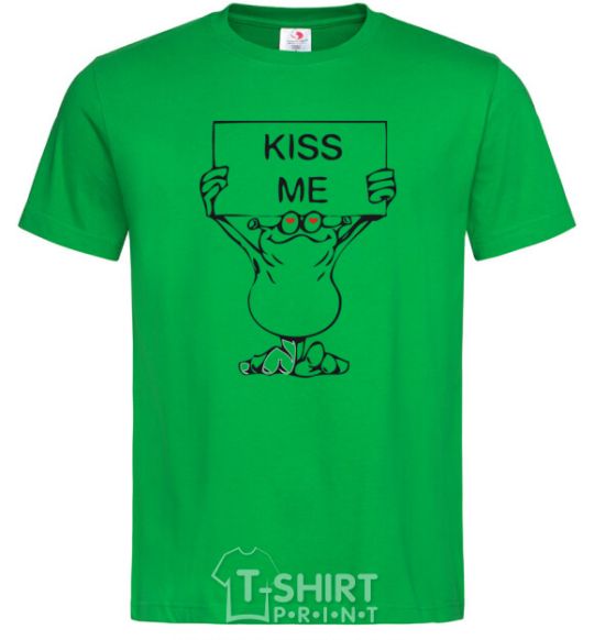 Мужская футболка KISS ME poster Зеленый фото