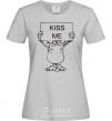 Women's T-shirt KISS ME poster grey фото