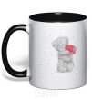 Mug with a colored handle TEDDY BEARS HEART black фото