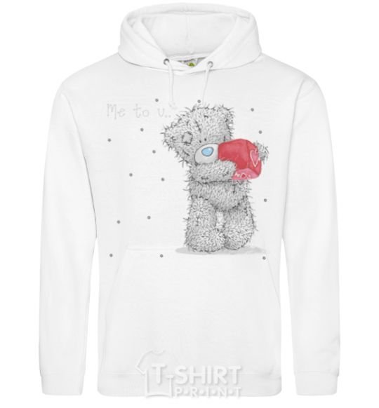 Men`s hoodie TEDDY BEARS HEART White фото