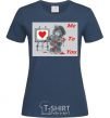 Women's T-shirt TEDDY BEAR POSTCARD navy-blue фото