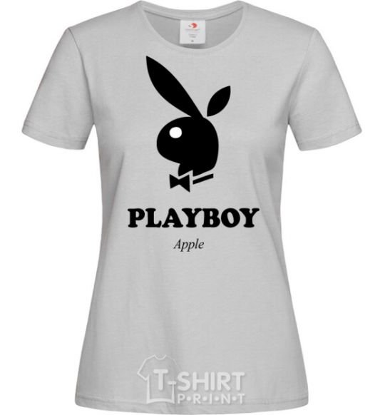 Women's T-shirt PLAYBOY APPLE grey фото