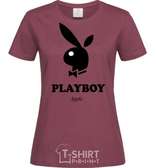 Women's T-shirt PLAYBOY APPLE burgundy фото