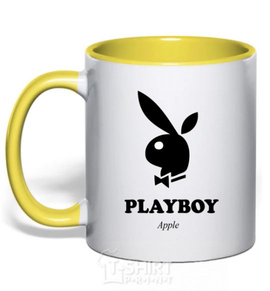 Mug with a colored handle PLAYBOY APPLE yellow фото