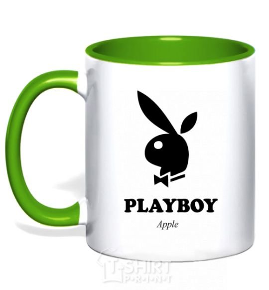 Mug with a colored handle PLAYBOY APPLE kelly-green фото