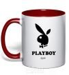 Mug with a colored handle PLAYBOY APPLE red фото