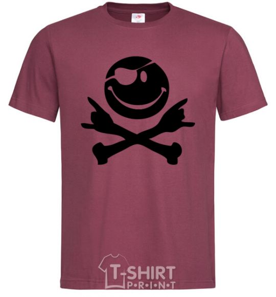 Men's T-Shirt PIRATE Smiley face burgundy фото