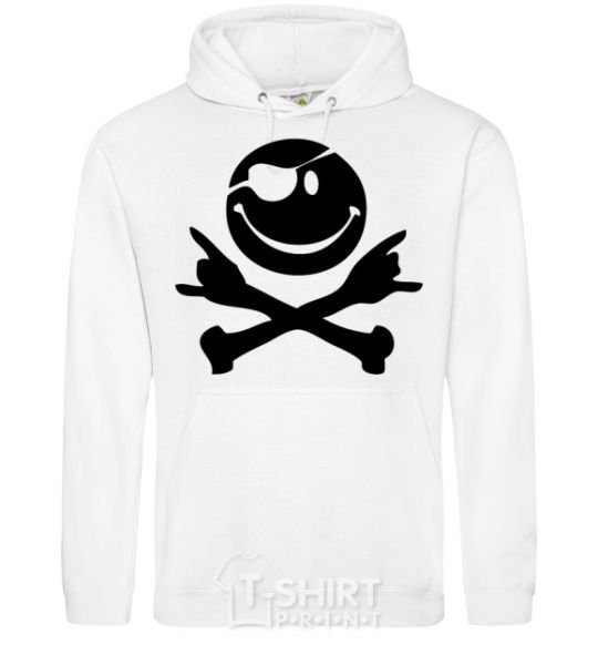 Men`s hoodie PIRATE Smiley face White фото