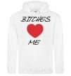 Men`s hoodie BITCHES LOVE ME White фото