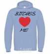 Men`s hoodie BITCHES LOVE ME sky-blue фото