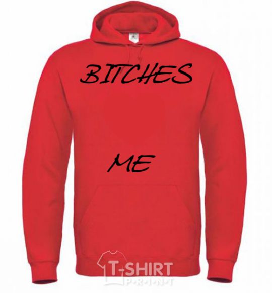 Men`s hoodie BITCHES LOVE ME bright-red фото