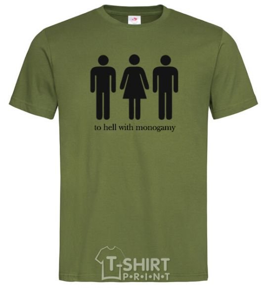 Men's T-Shirt TO HELL WITH MONOGAMY millennial-khaki фото