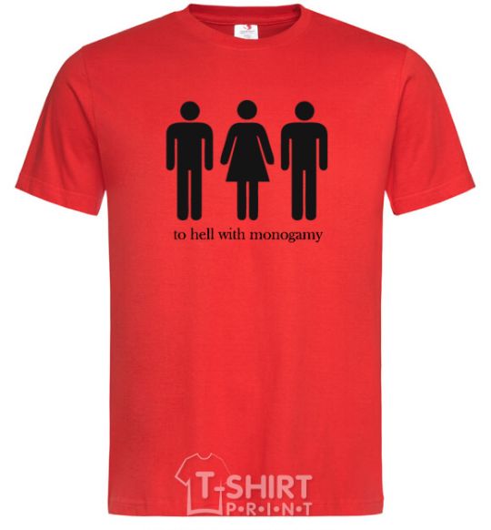 Men's T-Shirt TO HELL WITH MONOGAMY red фото
