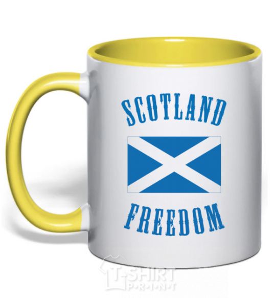 Mug with a colored handle SCOTLAND FREEDOM yellow фото