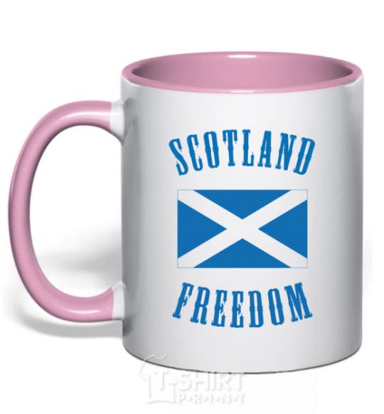 Mug with a colored handle SCOTLAND FREEDOM light-pink фото