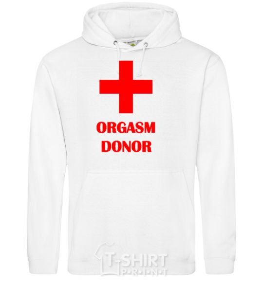 Мужская толстовка (худи) ORGASM DONOR Белый фото