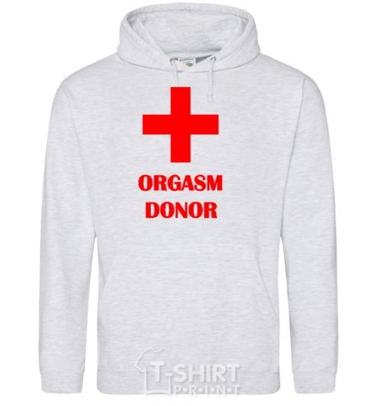 Мужская толстовка (худи) ORGASM DONOR Серый меланж фото