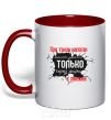 Mug with a colored handle HOLES IN LAWS red фото