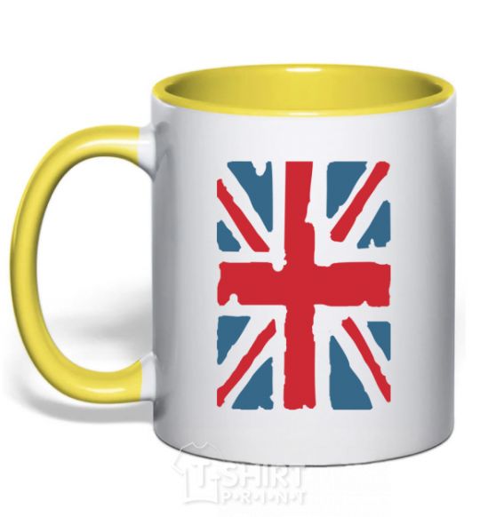 Mug with a colored handle ФЛАГ GREAT BRITAIN yellow фото