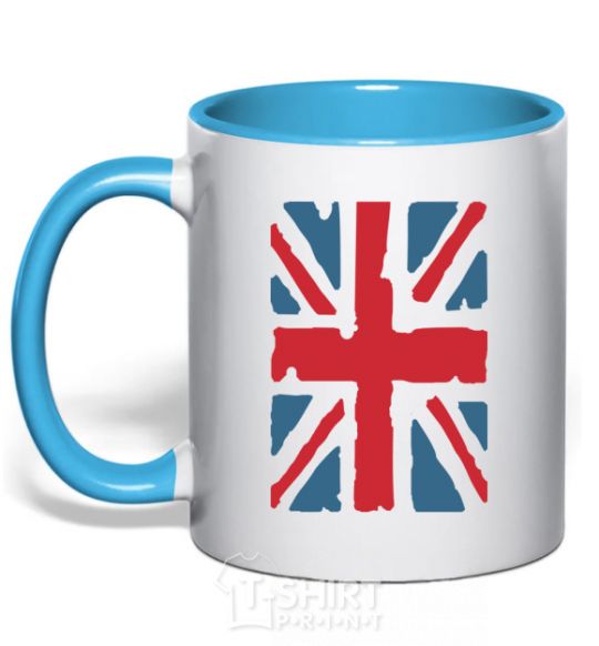 Mug with a colored handle ФЛАГ GREAT BRITAIN sky-blue фото