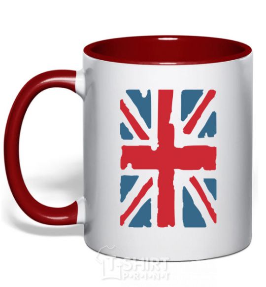 Mug with a colored handle ФЛАГ GREAT BRITAIN red фото