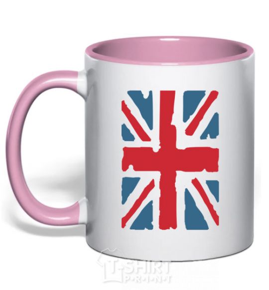 Mug with a colored handle ФЛАГ GREAT BRITAIN light-pink фото