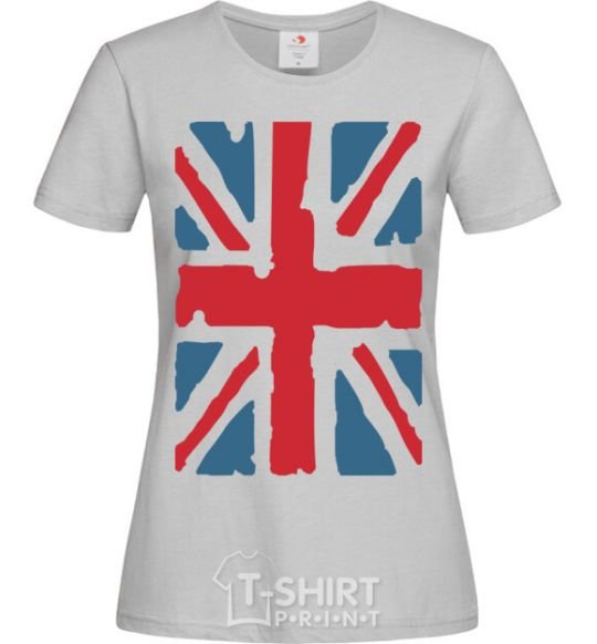 Women's T-shirt ФЛАГ GREAT BRITAIN grey фото