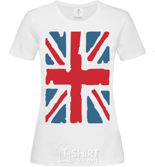 Women's T-shirt ФЛАГ GREAT BRITAIN White фото