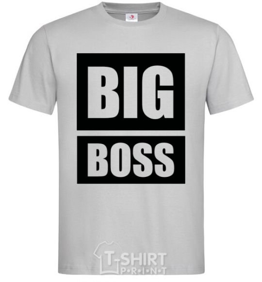 Men's T-Shirt BIG BOSS inscription grey фото