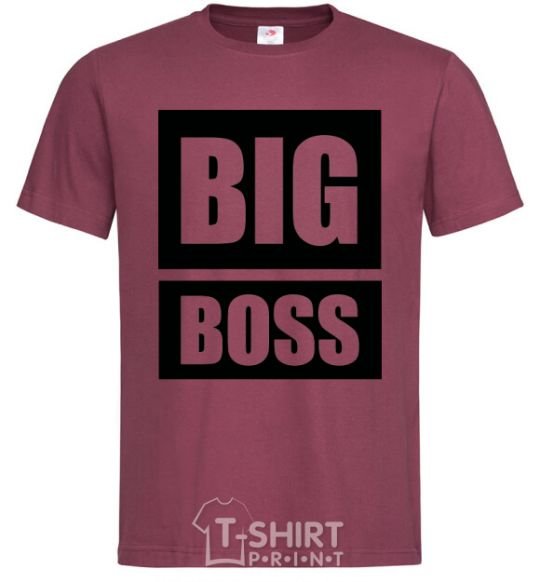 Men's T-Shirt BIG BOSS inscription burgundy фото