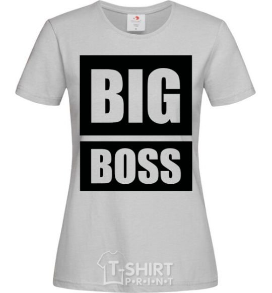 Women's T-shirt BIG BOSS inscription grey фото