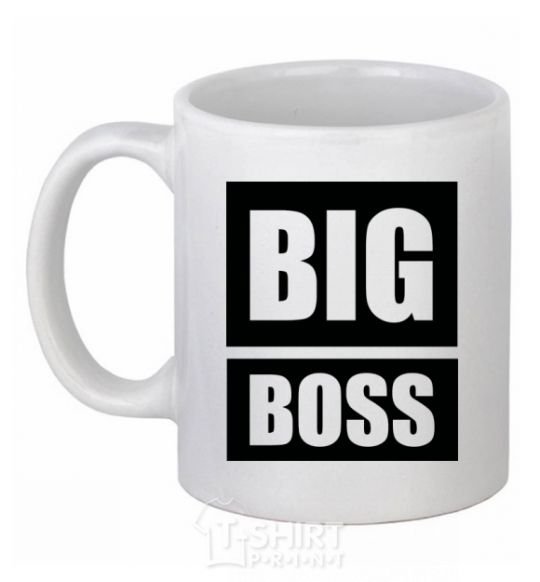 Ceramic mug BIG BOSS inscription White фото