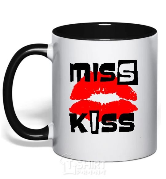 Mug with a colored handle MISS KISS black фото