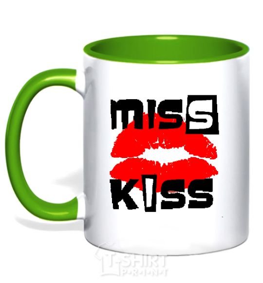 Mug with a colored handle MISS KISS kelly-green фото