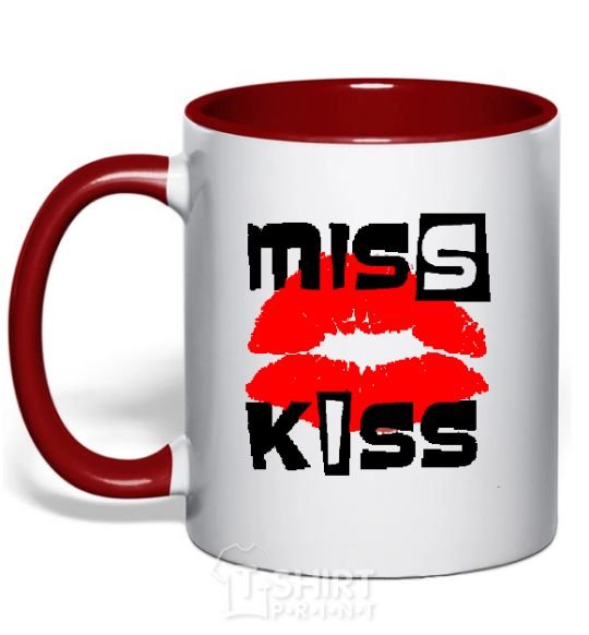 Mug with a colored handle MISS KISS red фото