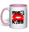 Mug with a colored handle MISS KISS light-pink фото