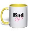 Mug with a colored handle BAD GIRL Simple yellow фото