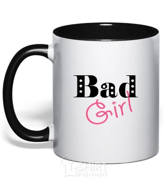 Mug with a colored handle BAD GIRL Simple black фото