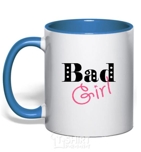 Mug with a colored handle BAD GIRL Simple royal-blue фото