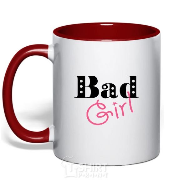 Mug with a colored handle BAD GIRL Simple red фото
