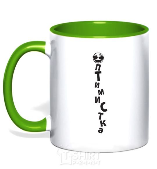 Mug with a colored handle OPTIMIST kelly-green фото
