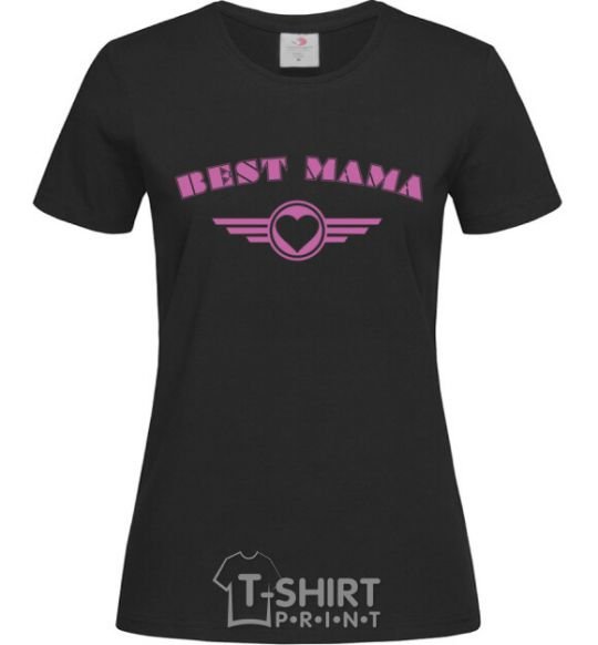 Women's T-shirt BEST MAMA with a heart black фото