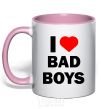 Чашка с цветной ручкой I LOVE BAD BOYS Нежно розовый фото