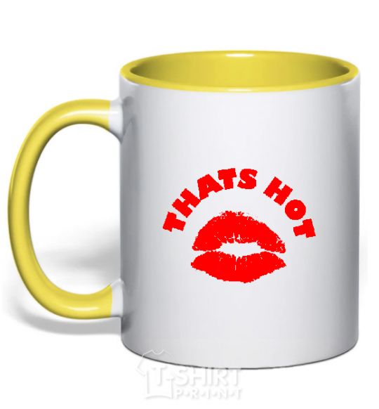 Mug with a colored handle THATS HOT yellow фото