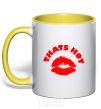 Mug with a colored handle THATS HOT yellow фото