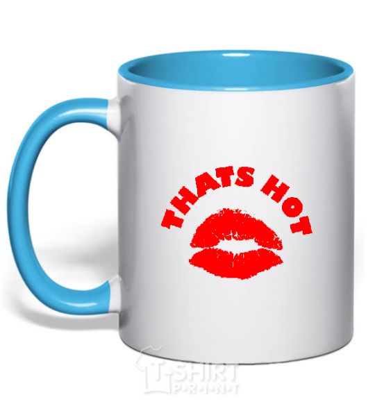 Mug with a colored handle THATS HOT sky-blue фото