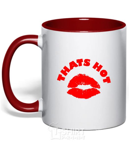 Mug with a colored handle THATS HOT red фото