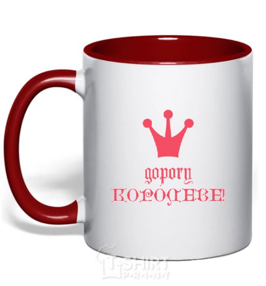 Mug with a colored handle MAKE WAY FOR THE QUEEN red фото