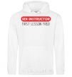 Men`s hoodie SEX INSTRUCTOR. FREE White фото