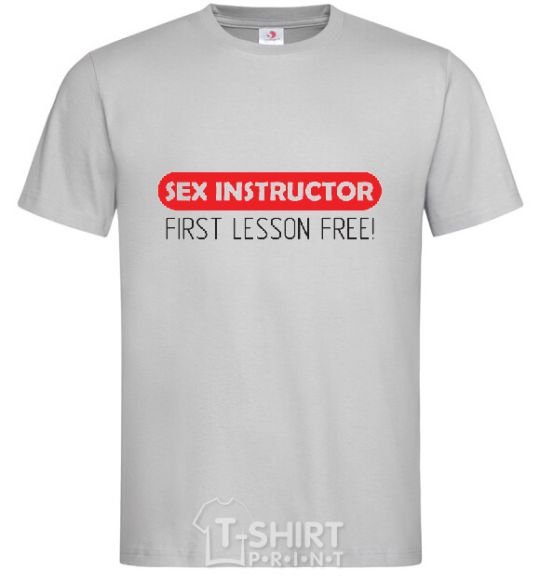 Men's T-Shirt SEX INSTRUCTOR. FREE grey фото